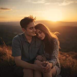 Emotional Brother Sister Captions for Instagram Emotional brother and sister sitting together at sunset, showing a deep sibling bond