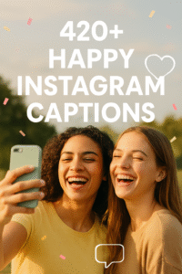 420+ Happy Instagram Captions Two young women smiling under natural light, capturing happiness and friendship for Instagram post inspiration.