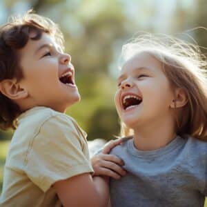 Joyful Brother Sister Captions for Instagram Joyful brother and sister laughing together outdoors on a sunny day