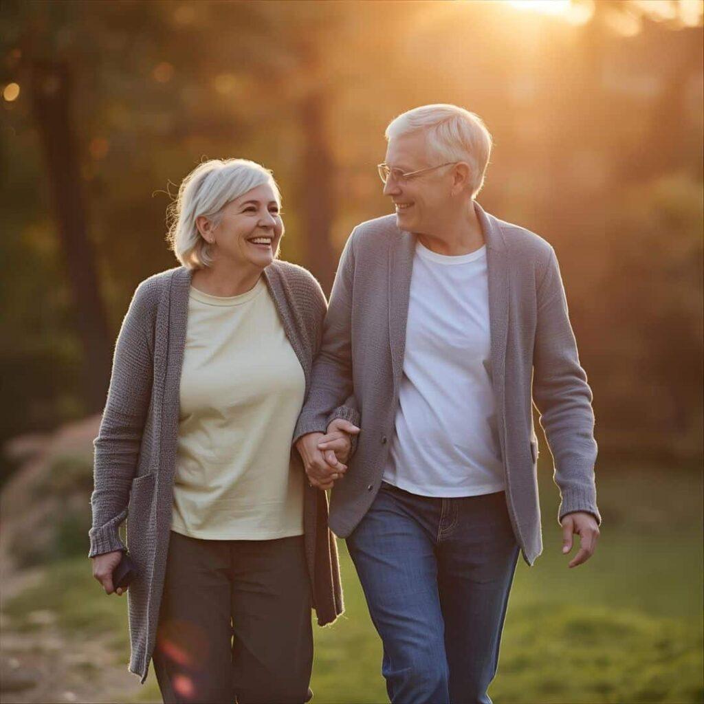 Stroke survivor with supportive buddy walking outdoors during recovery, symbolizing hope, healing, and resilience.