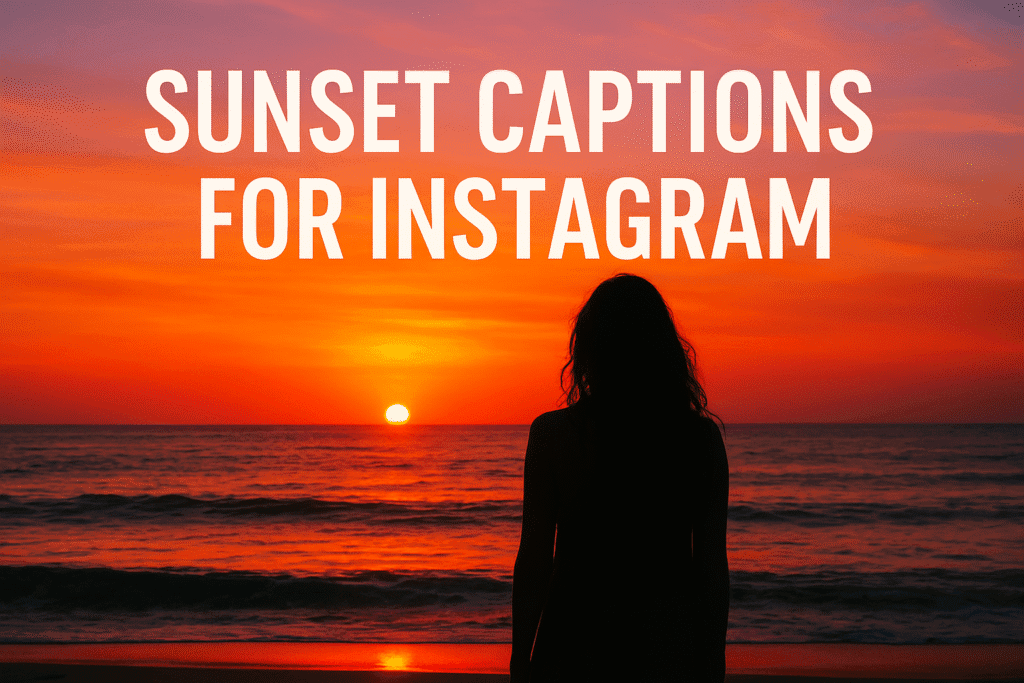 A stunning beach sunset with golden and pink hues reflecting over calm ocean waves, perfect visual for a blog about Sunset Captions for Instagram.